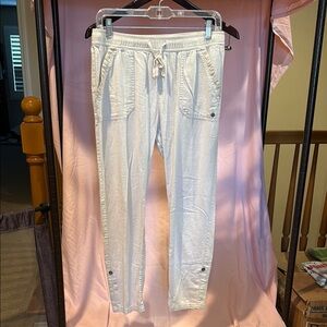 Women's Casual White Linen Drawstring Pants by Roxy